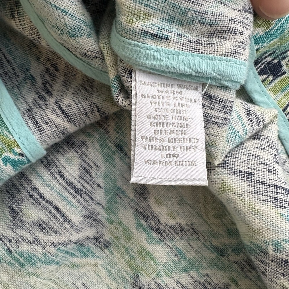 Charter Club Womens Linen Shacket XL Ikat Print Short Boho Resort Coastal Beach - Picture 10 of 10